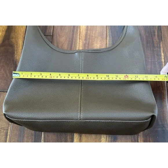 Women's Brown Tote Purse Handbag Faux Leather w/ Makeup Cosmetics Bag - Picture 13 of 16